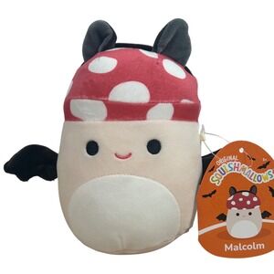 Squishmallows Malcolm Bat Mushroom Plush 5 Inch Red Halloween Goth Spooky NWT